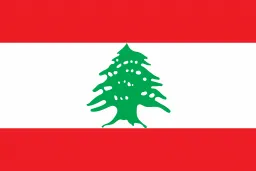 Lebanon flag: red, white stripes, green cedar tree