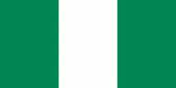 Nigeria flag: two vertical green bands flanking a central white band.