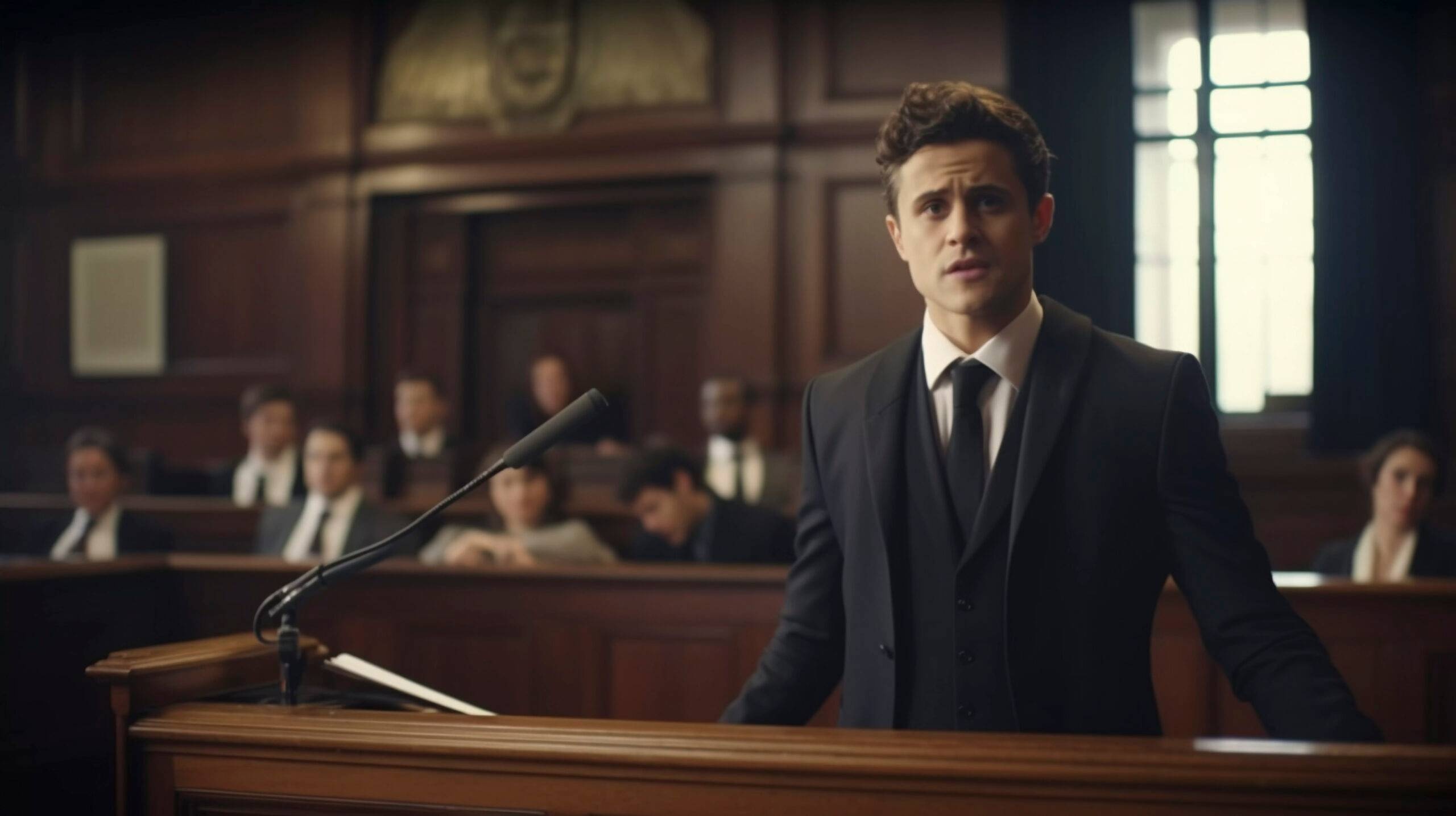 Lawyer giving closing arguments in a courtroom. SCHADS Award disputes.